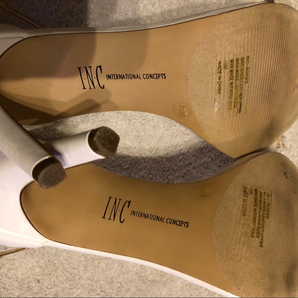 INC International Concepts White and Blush Strappy Stiletto Heels - Picture 5 of 6